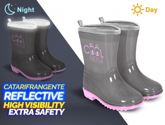 15547<br>Rain Boots grey pink sole Cool Kids Perletti<br>