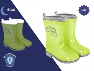 15539<br>Rain Boots semi transpar. PVC  green reflective Cool Kids<br>