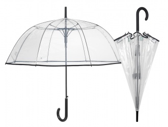 26387<br>Ombrello donna cupola aut.61cm tras.poe bordo nero Perletti<br>