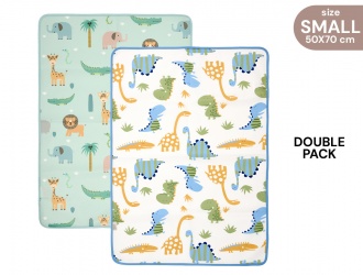13178<br>Pack double Alèse imperméable  dinosaure+zoo 50x70<br>