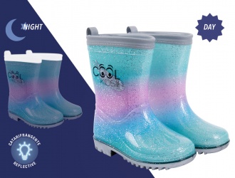15597<br>Rain Boots pink/blue gradient  and glitter Cool Kids Perletti<br>